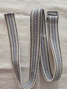 GAP  Navy & Olive Striped Webbing Belt with Metal Buckle